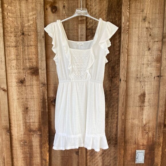 Maurices White Lace Front Ruffle Skater Dress - Picture 2 of 6